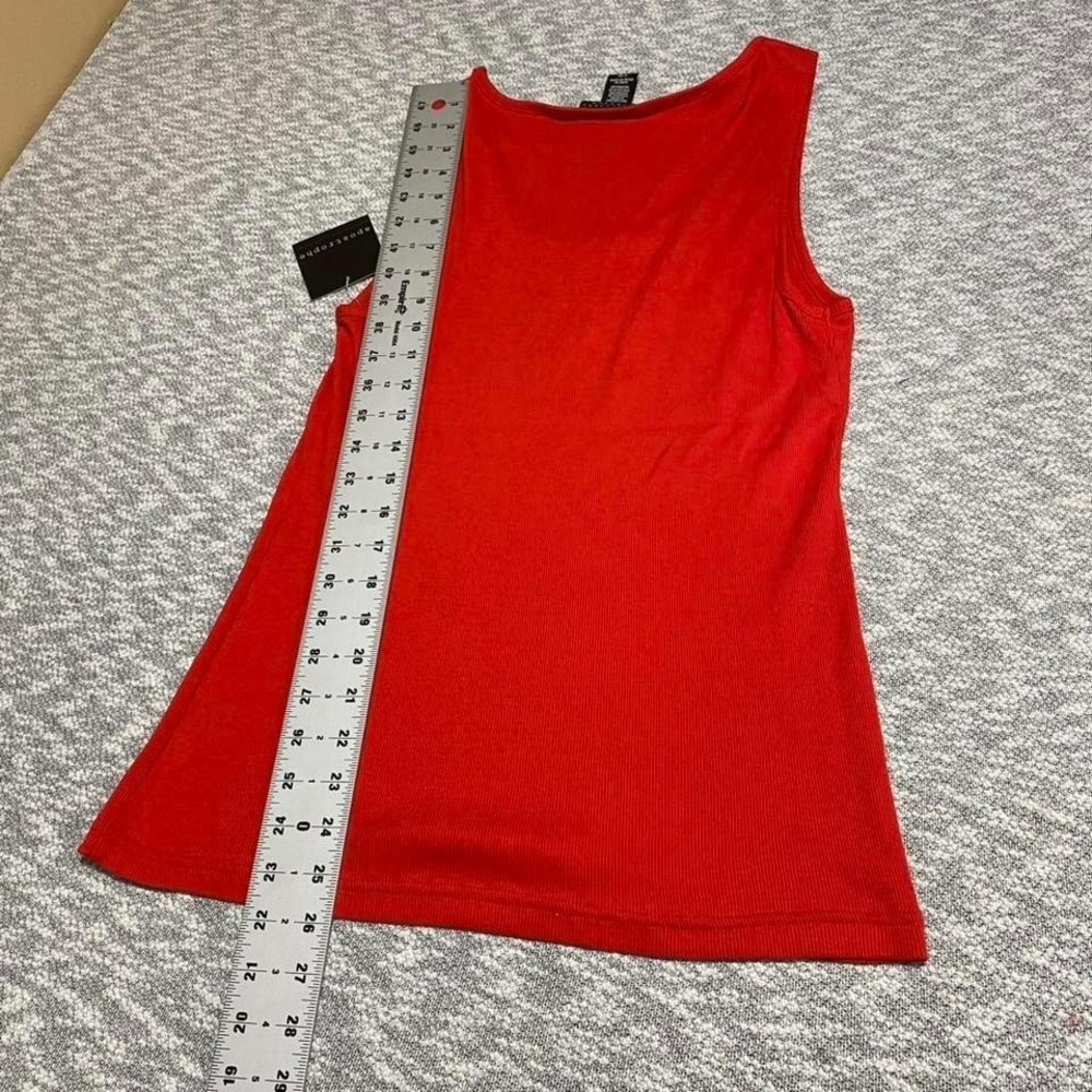 Apostrophe Red tank top with white lace trim woman XL 100% cotton NWT. SLU-A331 - Picture 6 of 7
